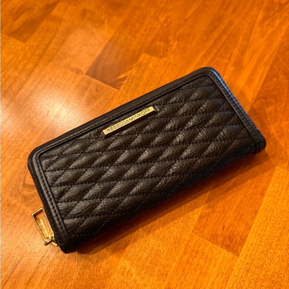 Rebecca Minkoff Black Quilted Wallet with Gold Accents - Main Image